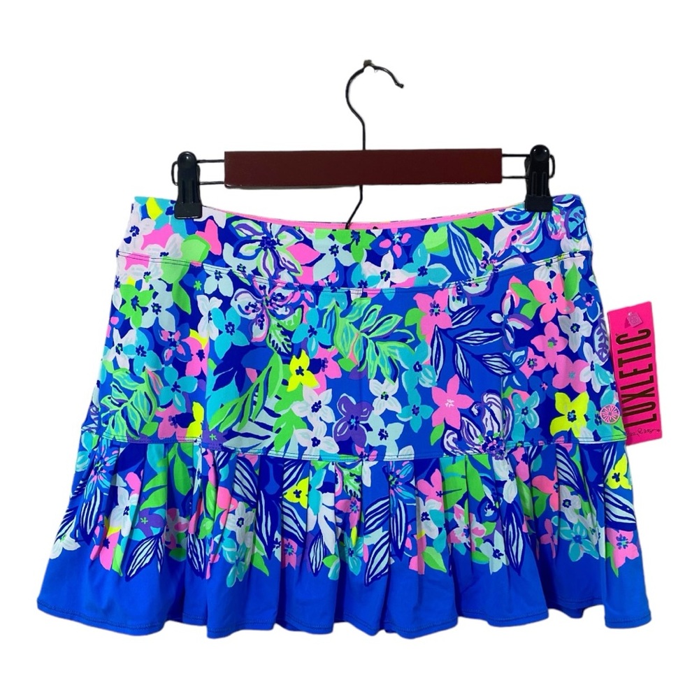 Lilly Pulitzer Taye Skort Social Sunset Borealis Blue Sz L Luxletic